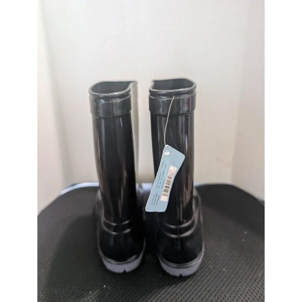 London Fog Kids Sean Black Rubber Rain Snow Boots Size 1 Toddler Waterproof